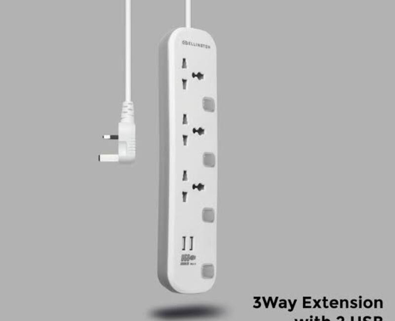 Ellington 3 Way Extension with 2 USB (HK-541U) White