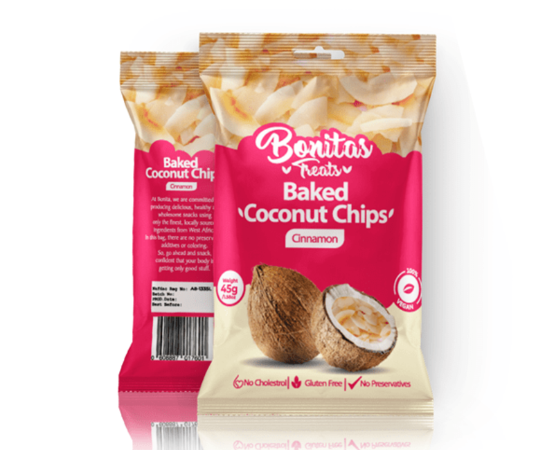 BONITA'S TREATS BAKED COCONUT CHIPS 45g x 24units (Cinnamon) ₦280.00 – ₦6,500.00